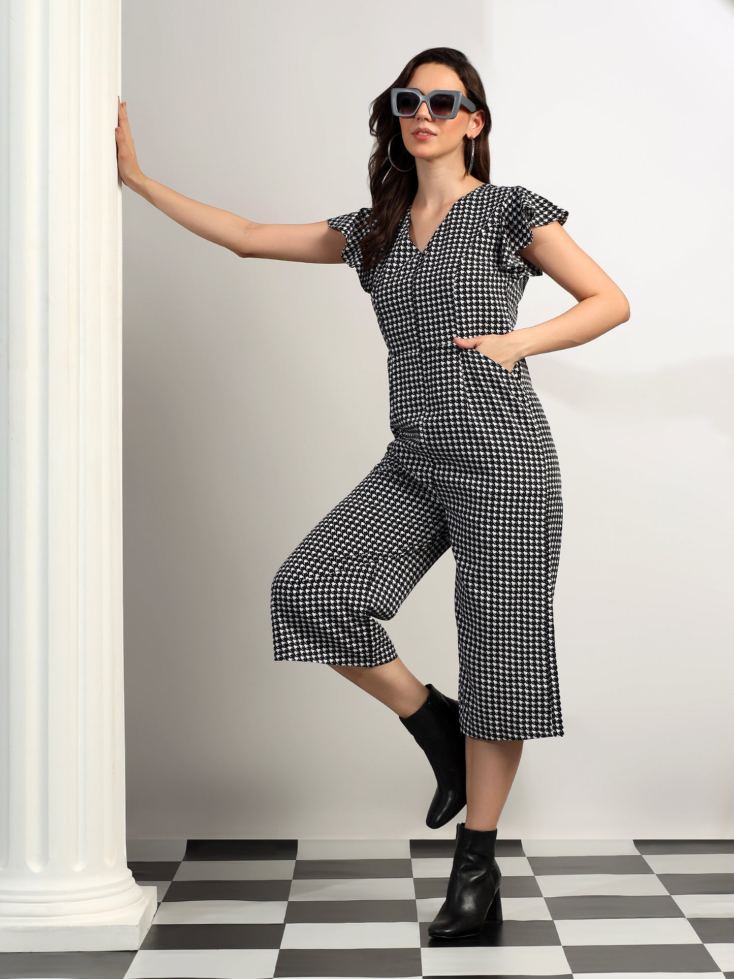 BRINNS Women Printed Short Sleeve Capri Jumpsuit