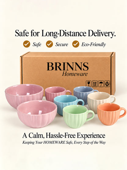 Tea Cups Set of 6 with 2 Snack Bowls | Multicolor | 150 ml