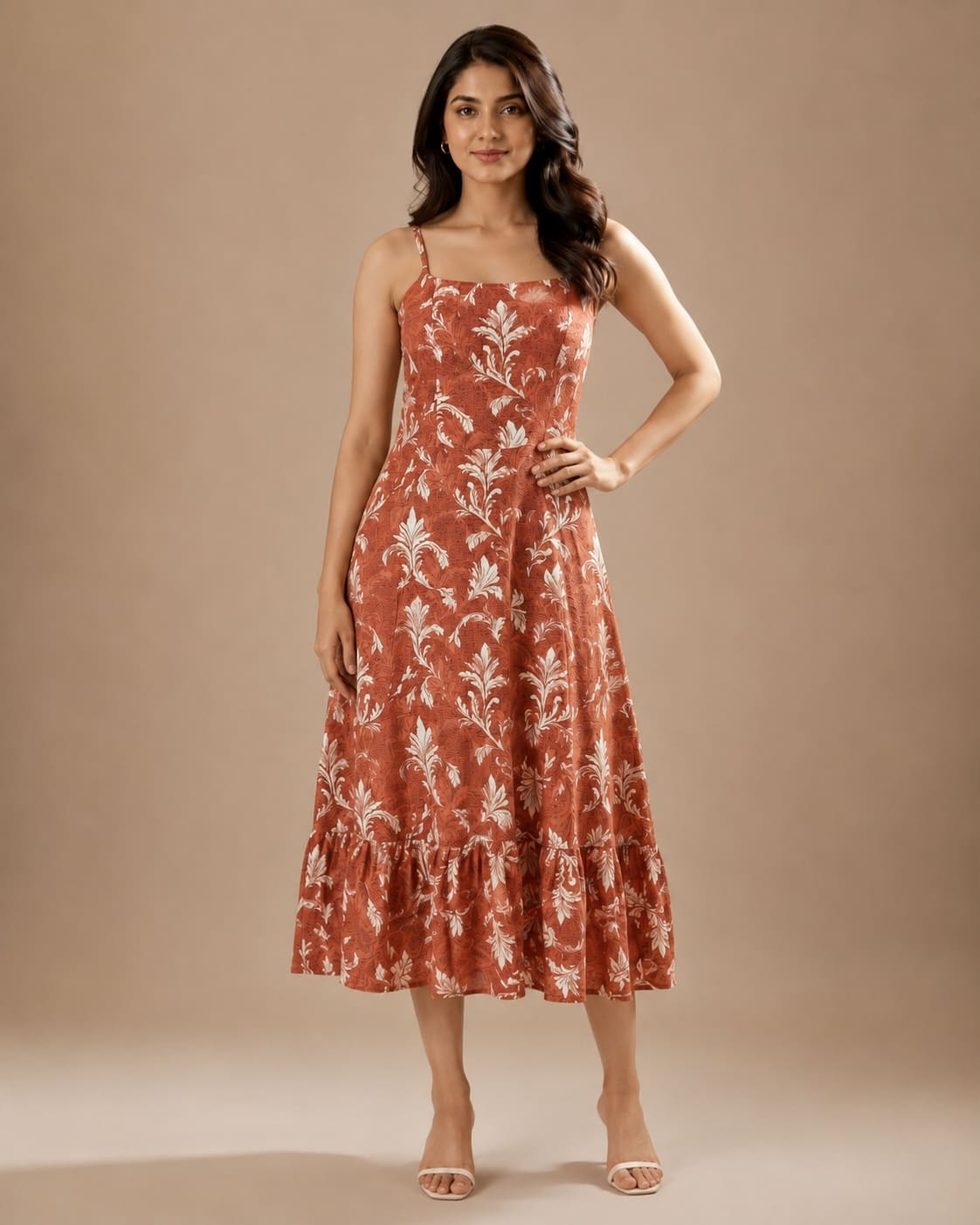 Printed Sleeveless Midi Dress
