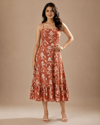Printed Sleeveless Midi Dress