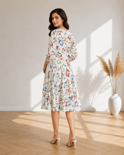 Printed Flared Western Dress.
