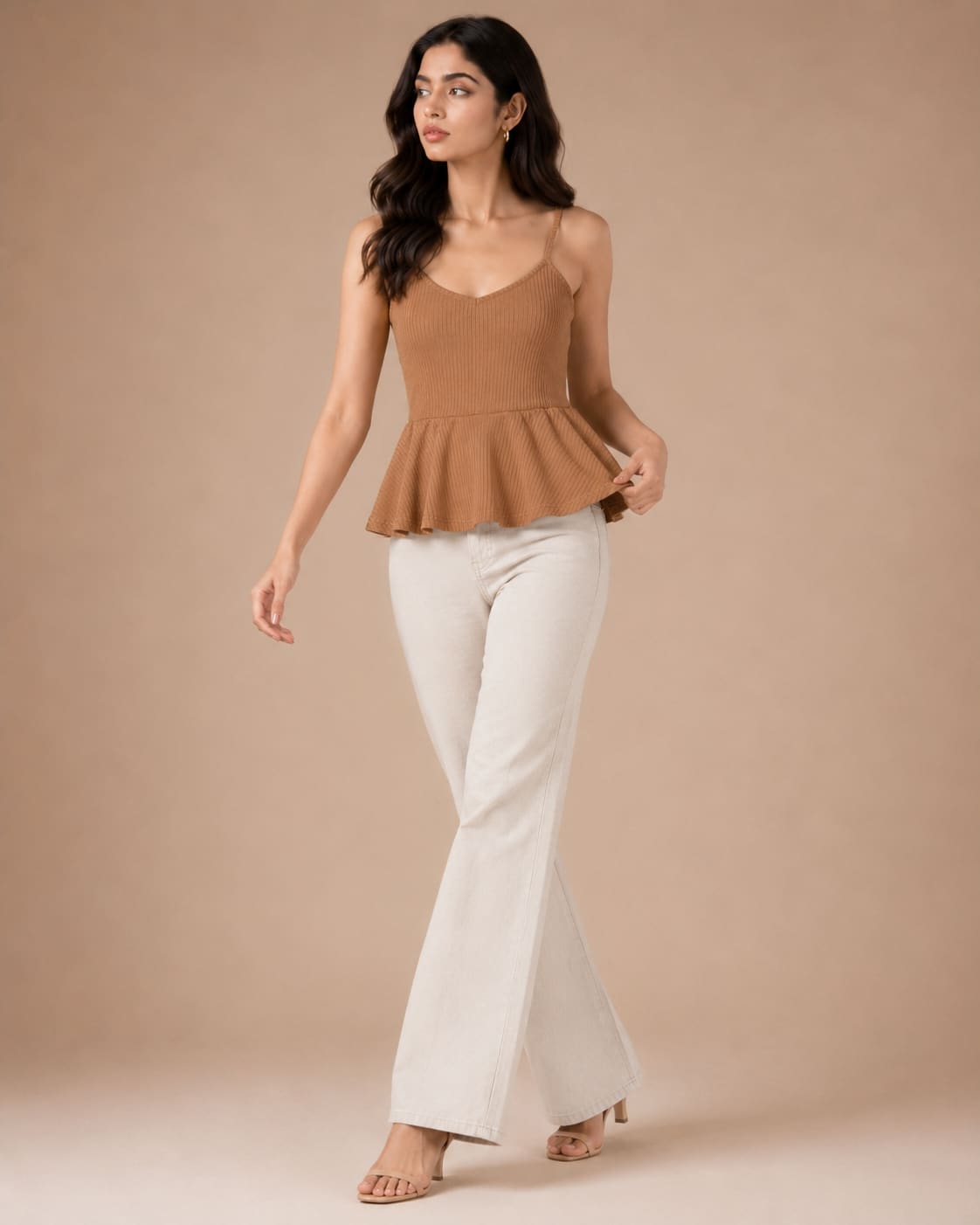 Shoulder Strap Peplum Top
