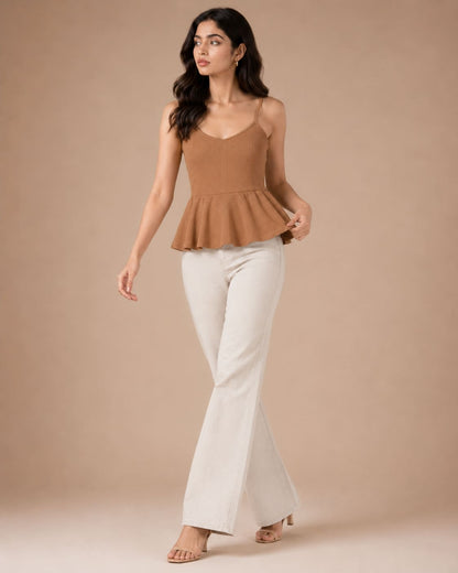 Shoulder Strap Peplum Top