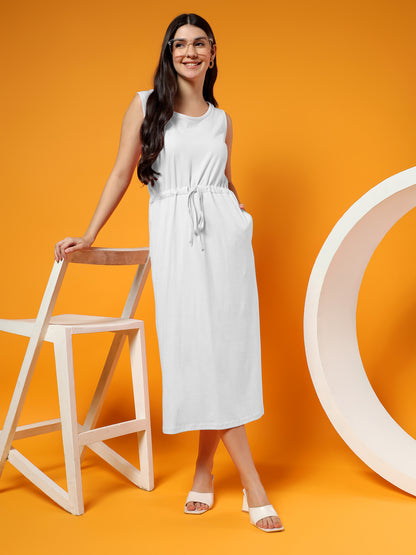Belted Cotton Fit & Flare Midi Dress