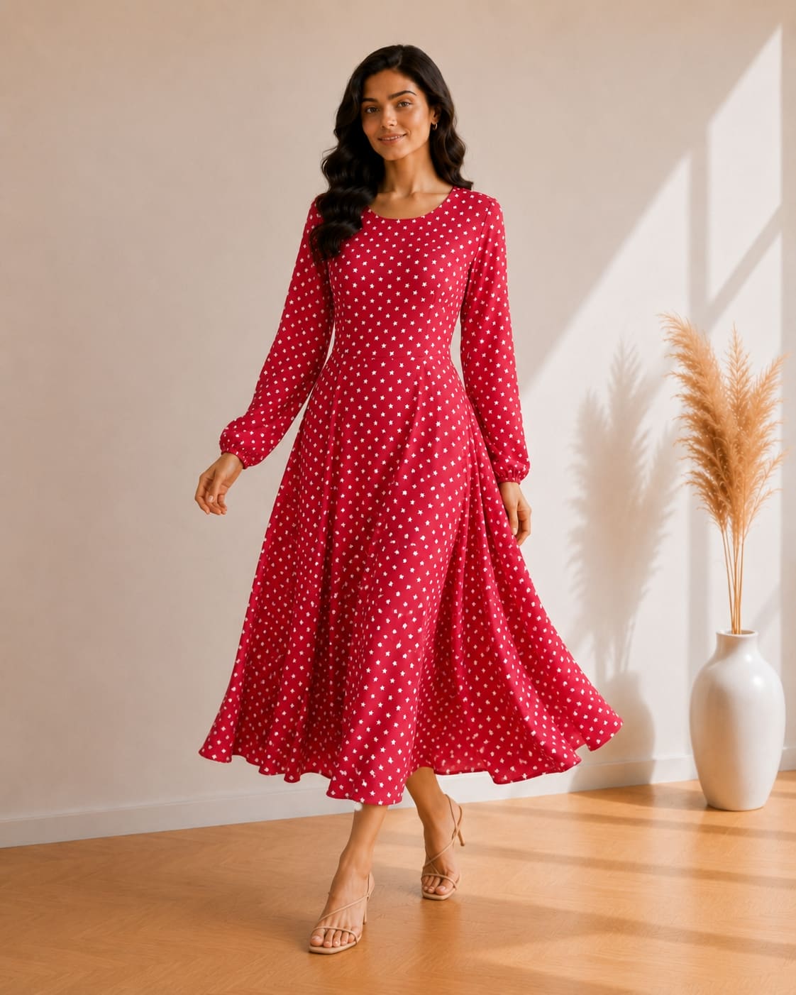 Printed Flared Western Dress.