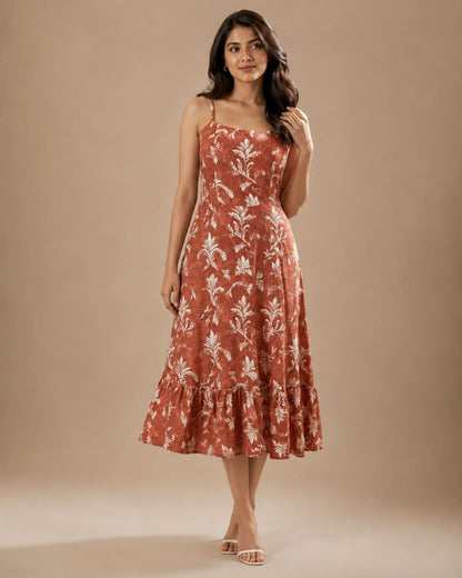 Printed Sleeveless Midi Dress