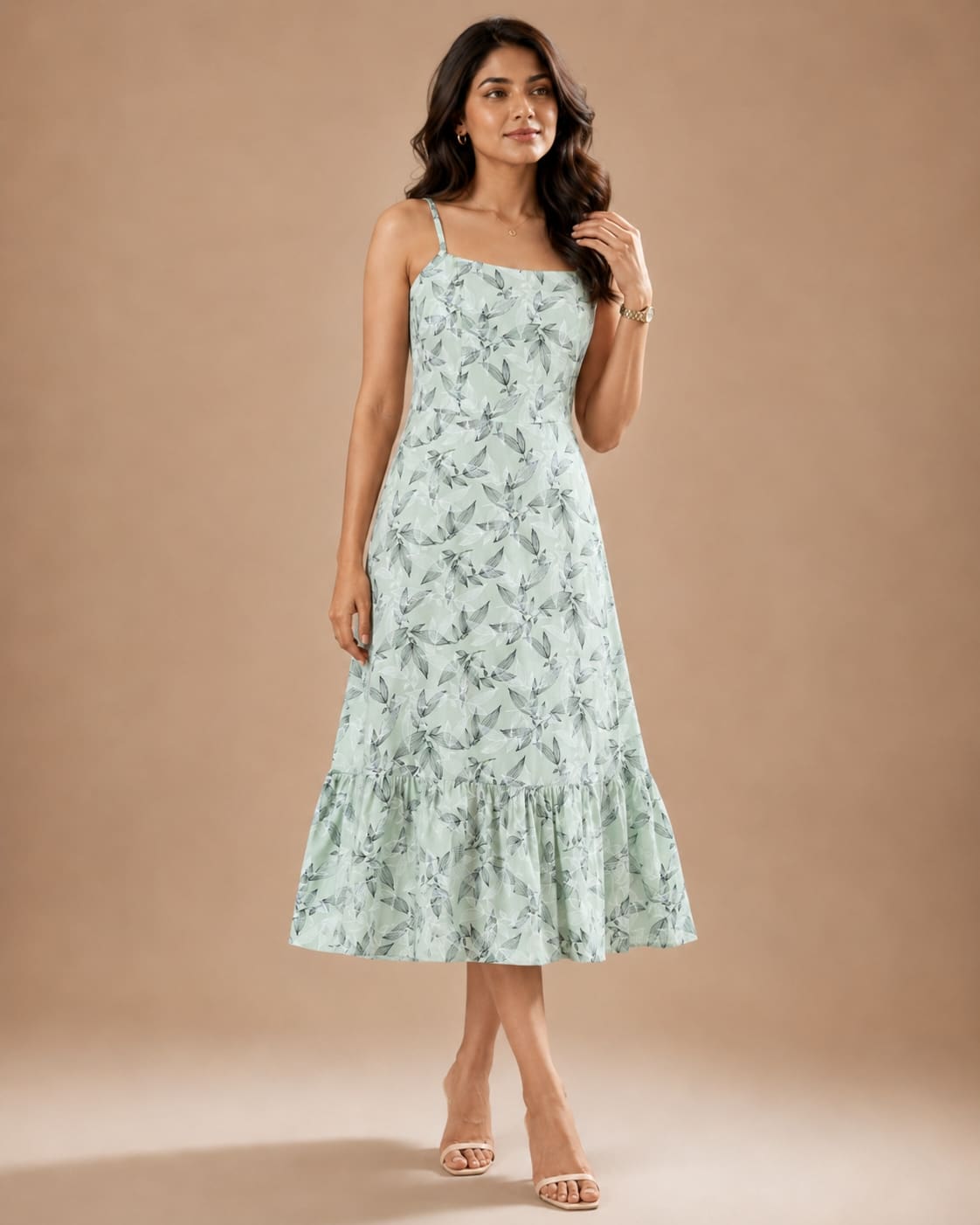 Printed Sleeveless Midi Dress