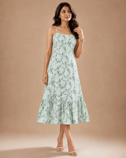 Printed Sleeveless Midi Dress