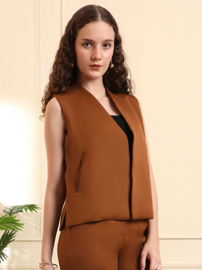 V-Neck Front Open Waistcoat