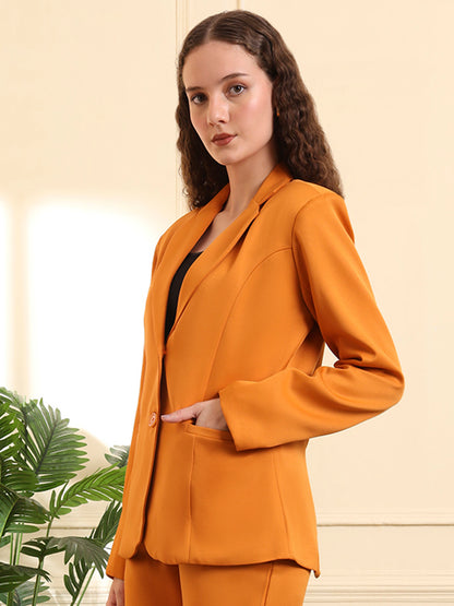 Notched Lapel Single-Breasted Blazer