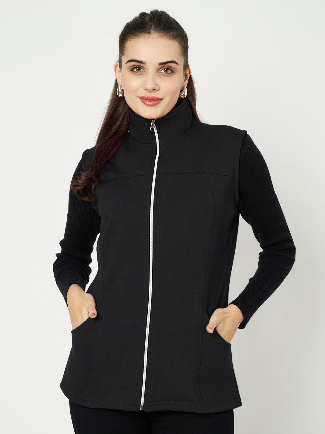Mock Collar Fleece Tailored Jacket