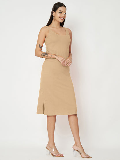 BRINNS Women Solid Sleeveless Sheath Midi Dress