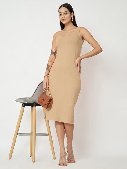 BRINNS Women Solid Sleeveless Sheath Midi Dress