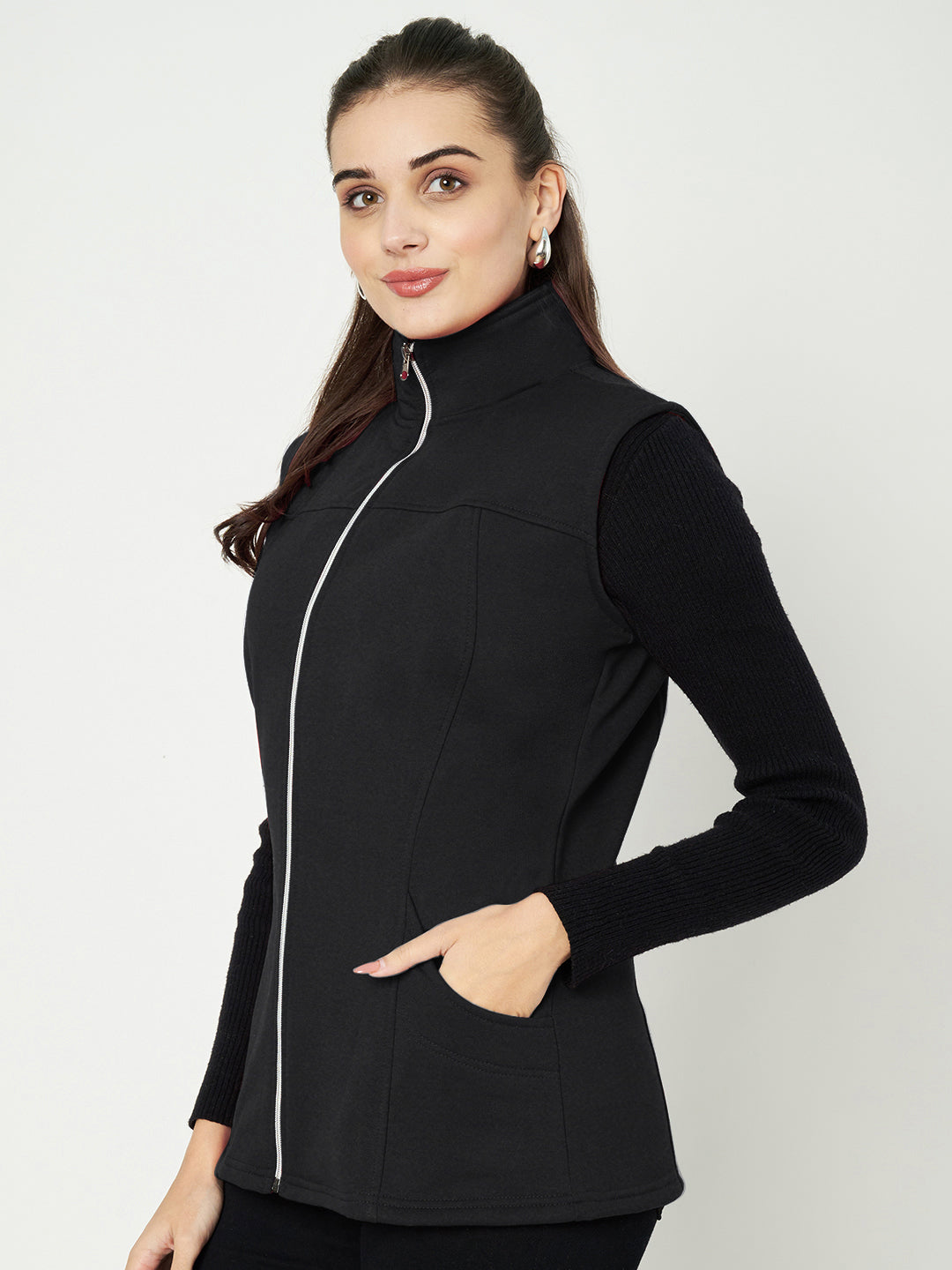 Mock Collar Fleece Tailored Jacket