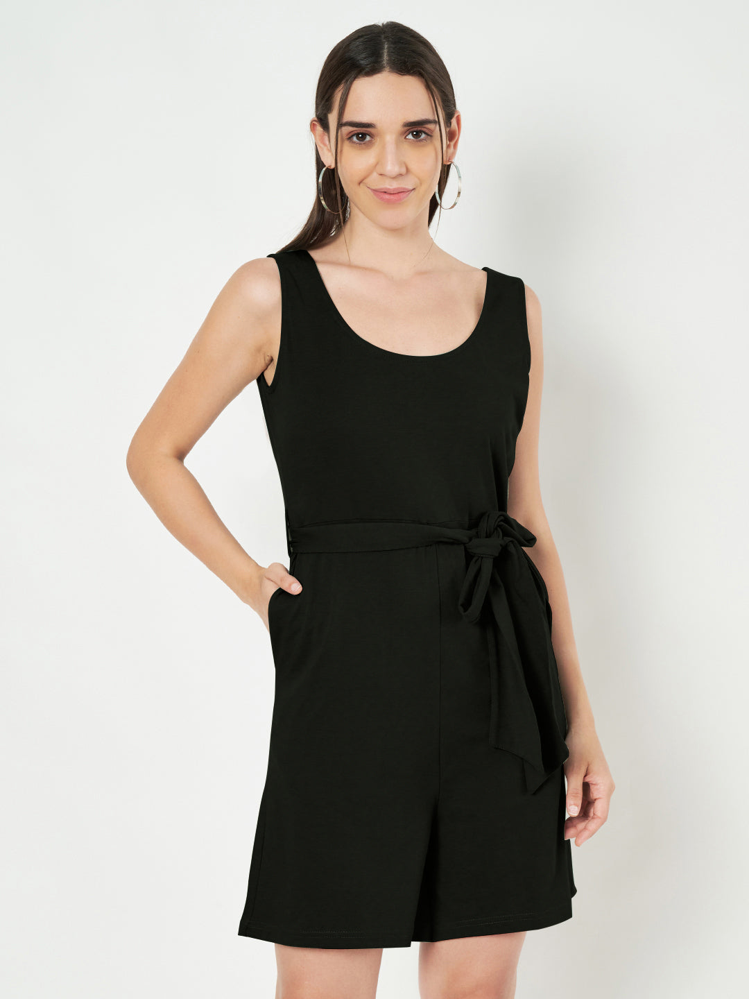 BRINNS Women's Cotton Sleeveless Belted Playsuit