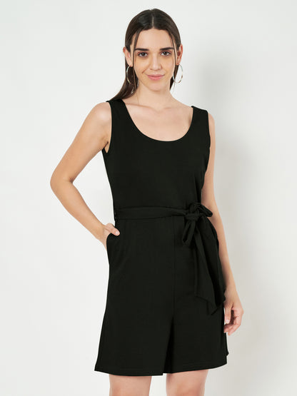 BRINNS Women's Cotton Sleeveless Belted Playsuit