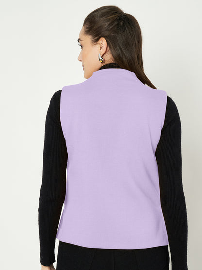 V-Neck Casual Polycotton Fleece Waistcoat with Pockets