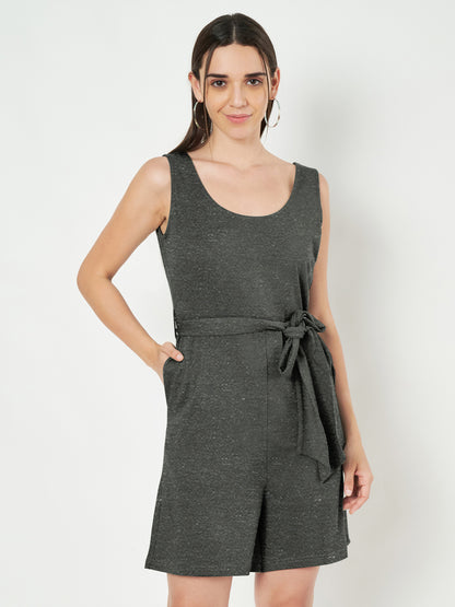 BRINNS Women's Cotton Sleeveless Belted Playsuit