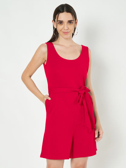 BRINNS Women's Cotton Sleeveless Belted Playsuit