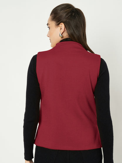 V-Neck Casual Polycotton Fleece Waistcoat with Pockets