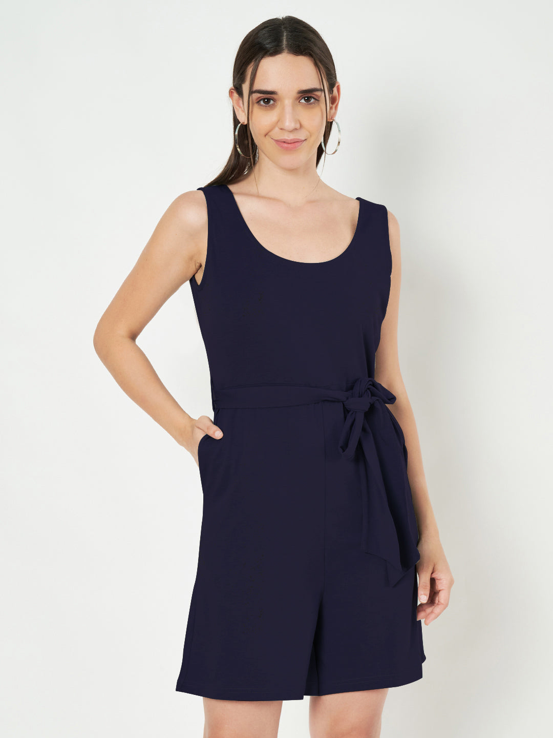 BRINNS Women's Cotton Sleeveless Belted Playsuit