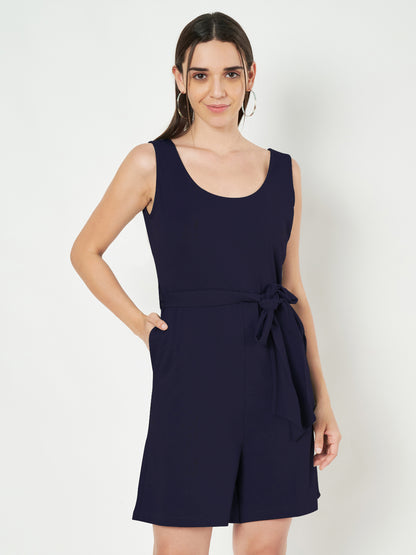 BRINNS Women's Cotton Sleeveless Belted Playsuit