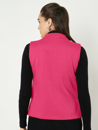 V-Neck Casual Polycotton Fleece Waistcoat with Pockets