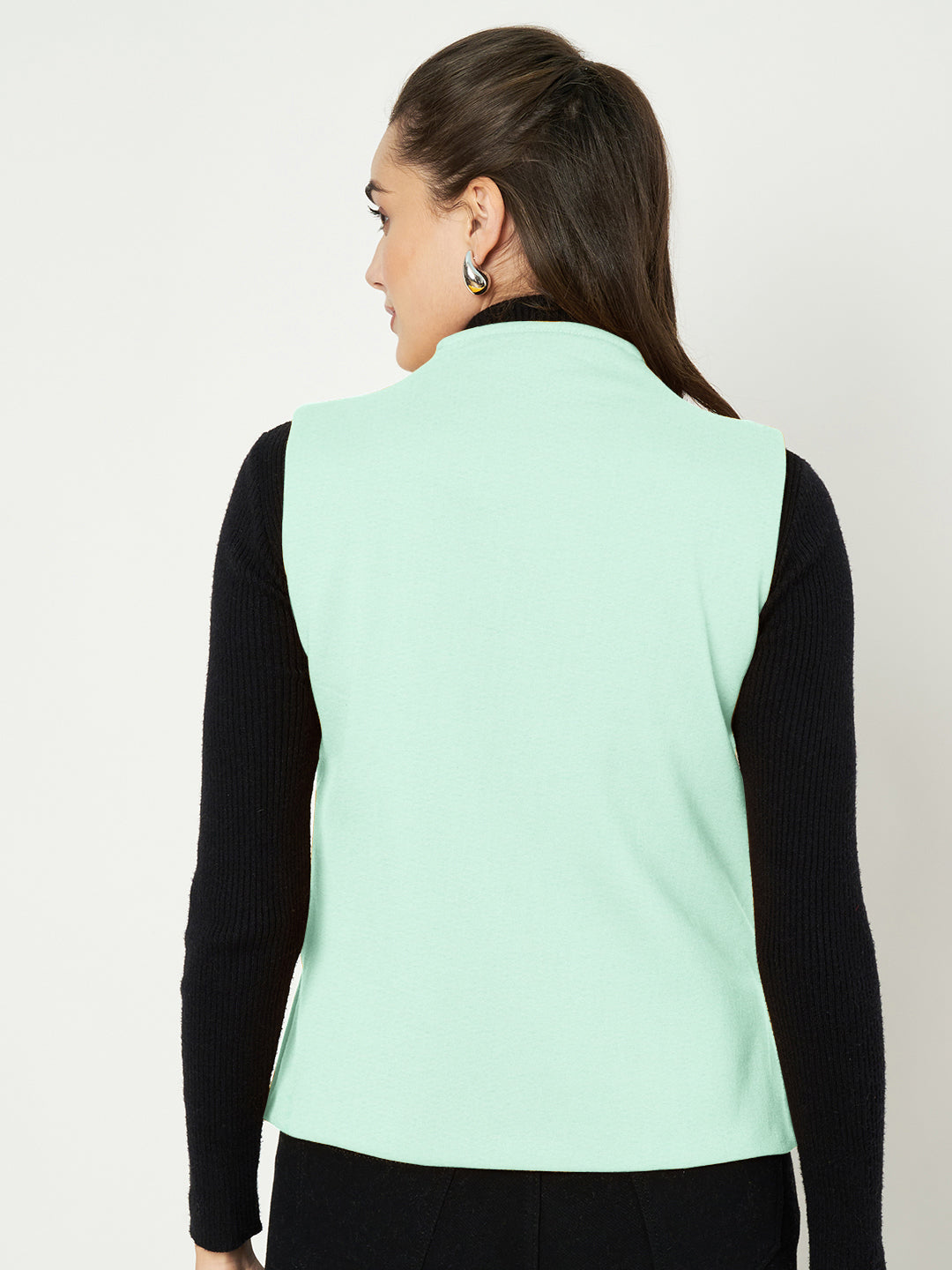V-Neck Casual Polycotton Fleece Waistcoat with Pockets