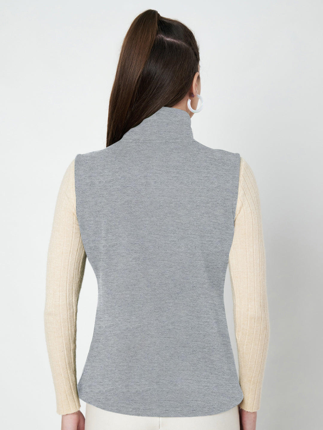Solid Tailored Sleeveless Fleece Jacket