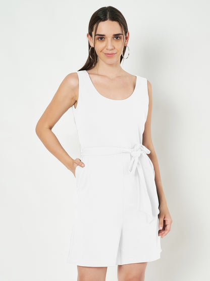 BRINNS Women's Cotton Sleeveless Belted Playsuit