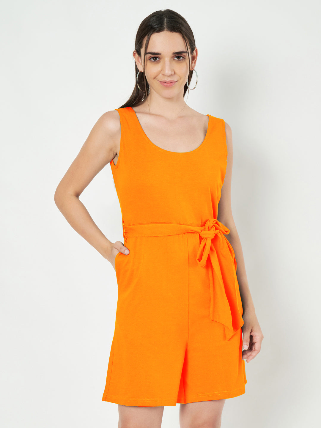 BRINNS Women's Cotton Sleeveless Belted Playsuit