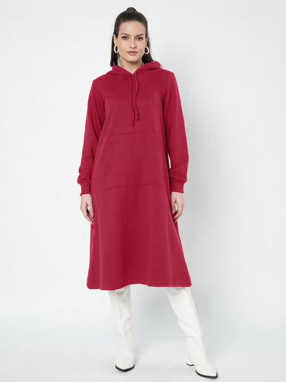 Hooded A-Line Midi Dress