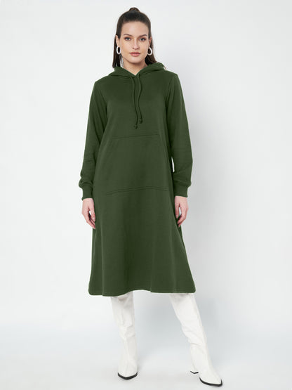 Hooded A-Line Midi Dress