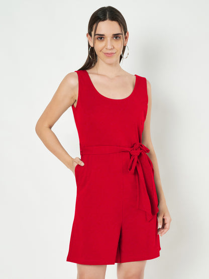 BRINNS Women's Cotton Sleeveless Belted Playsuit