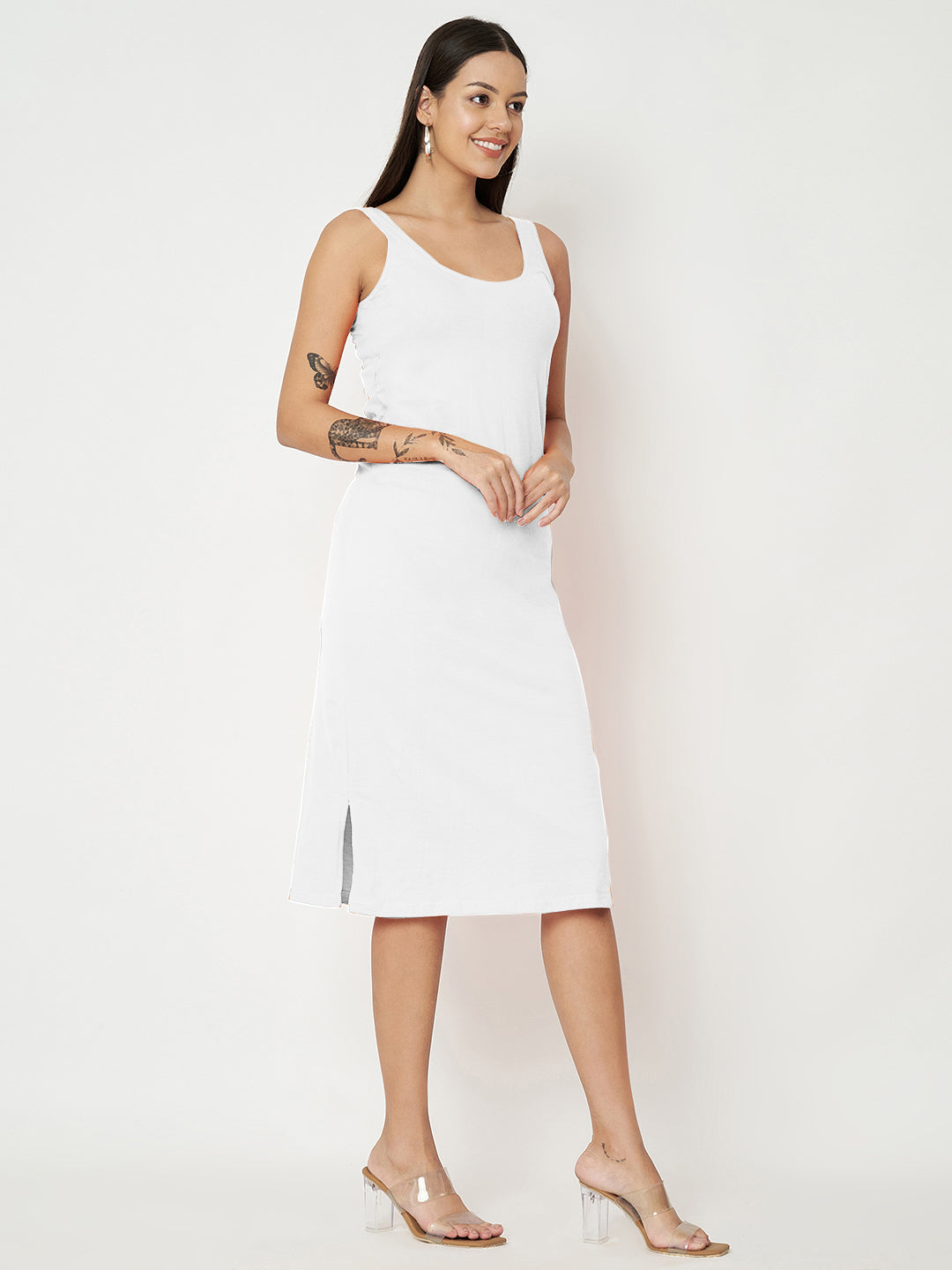 BRINNS Women Solid Sleeveless Sheath Midi Dress