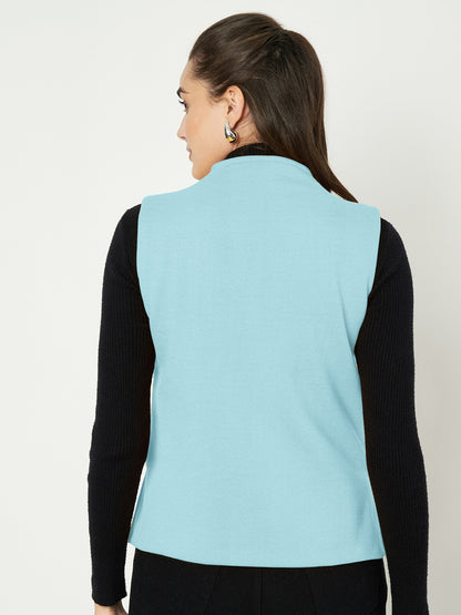 V-Neck Casual Polycotton Fleece Waistcoat with Pockets