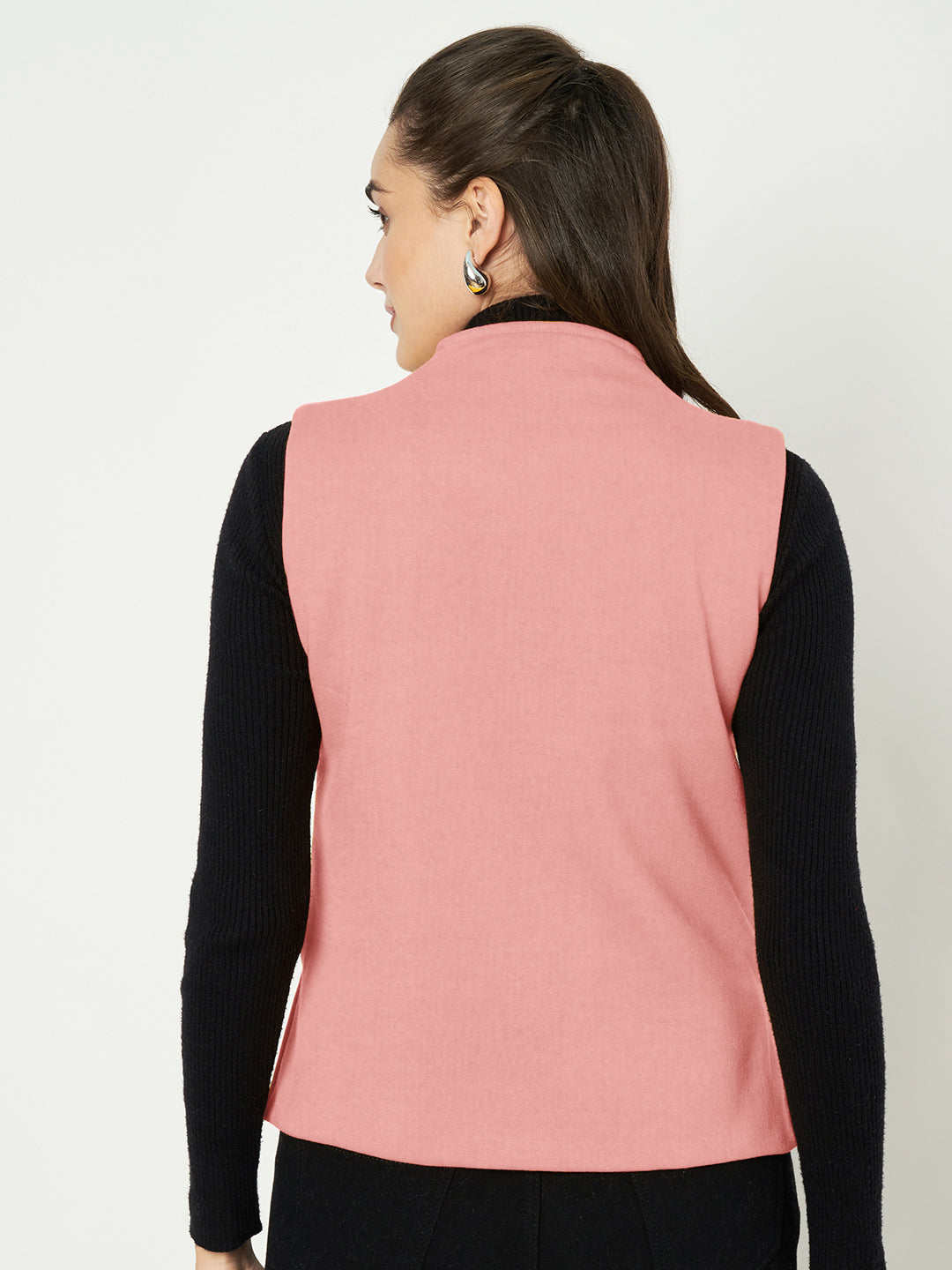 V-Neck Casual Polycotton Fleece Waistcoat with Pockets