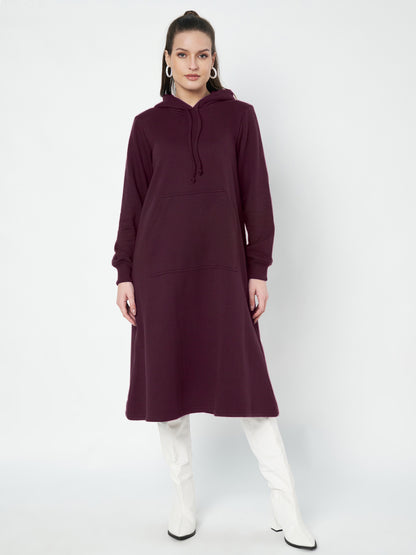 Hooded A-Line Midi Dress
