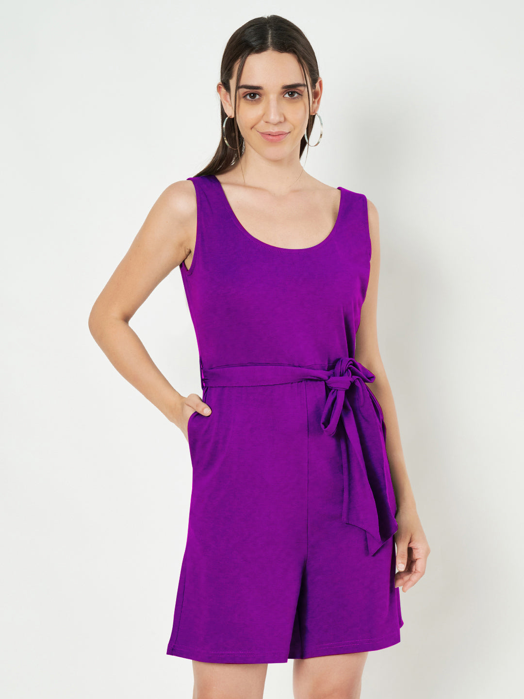 BRINNS Women's Cotton Sleeveless Belted Playsuit