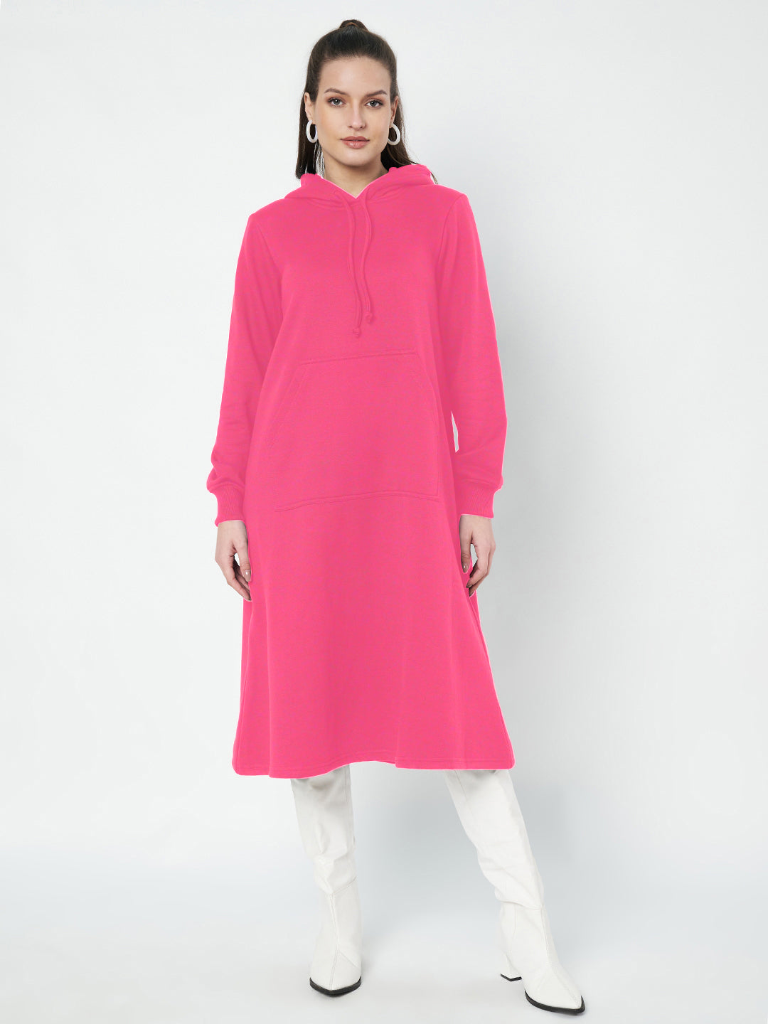 Hooded A-Line Midi Dress