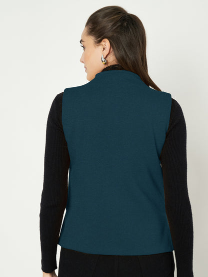 V-Neck Casual Polycotton Fleece Waistcoat with Pockets