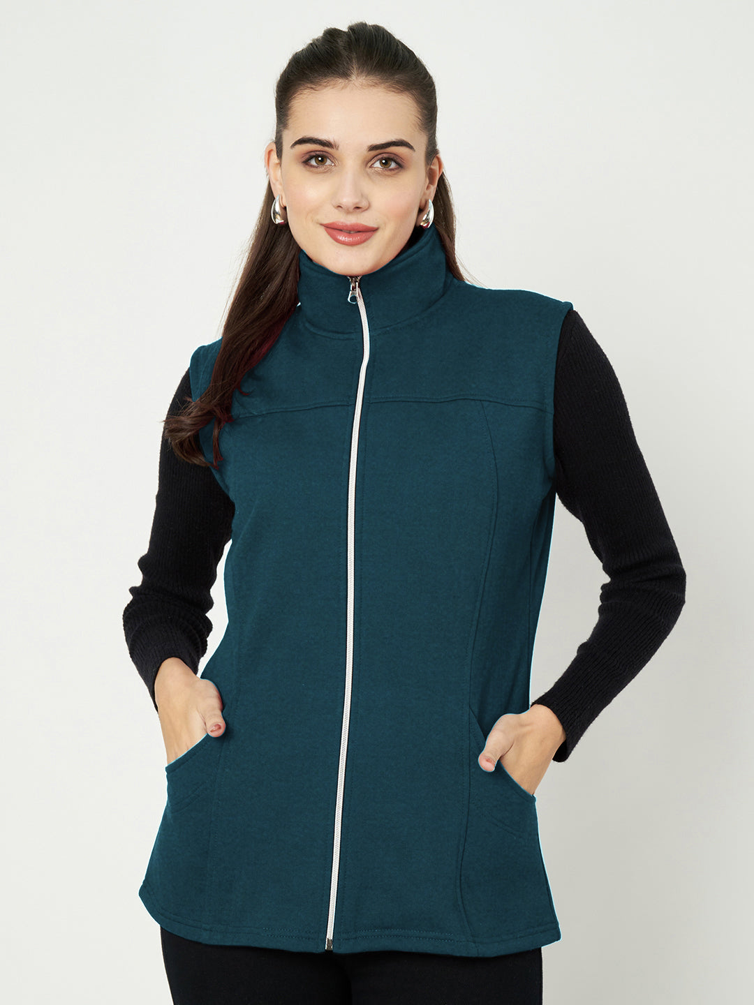 Mock Collar Fleece Tailored Jacket