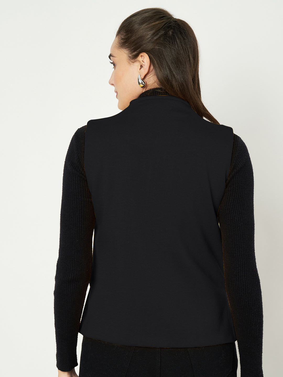 V-Neck Casual Polycotton Fleece Waistcoat with Pockets