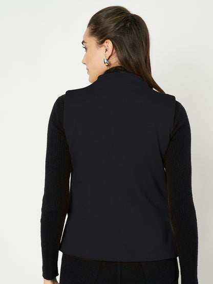 V-Neck Casual Polycotton Fleece Waistcoat with Pockets