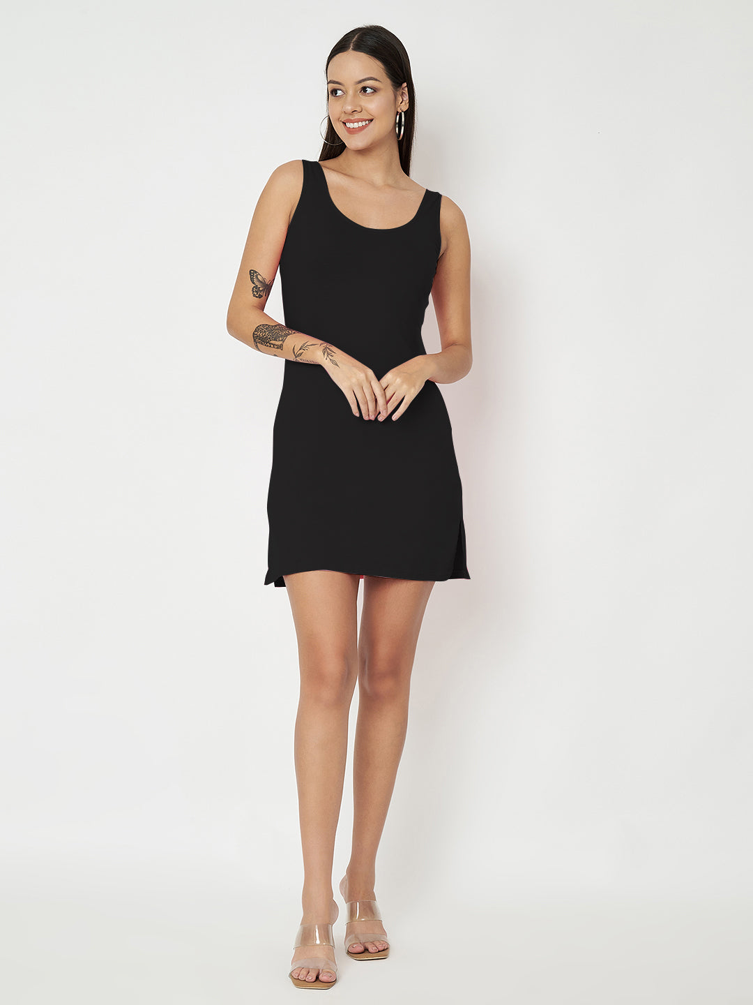 BRINNS Women Scoop Neck Sleeveless bodycon Mini Dress