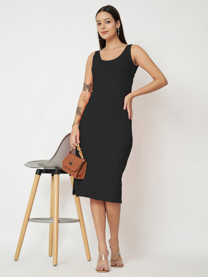 BRINNS Women Solid Sleeveless Sheath Midi Dress