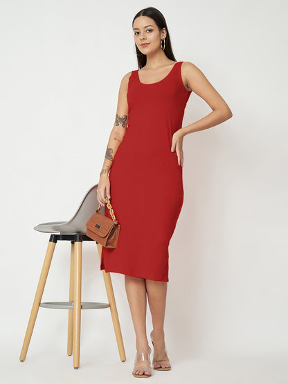BRINNS Women Solid Sleeveless Sheath Midi Dress