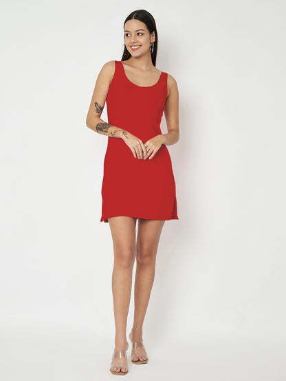 BRINNS Women Scoop Neck Sleeveless bodycon Mini Dress