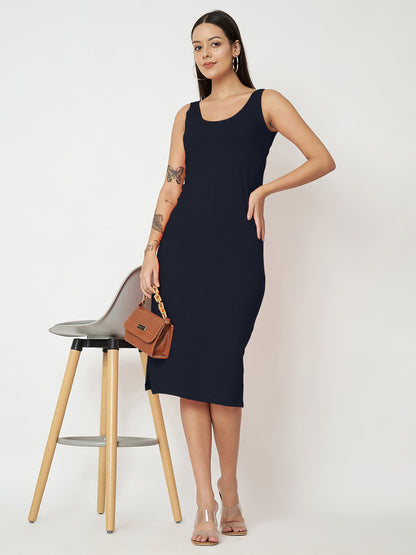 BRINNS Women Solid Sleeveless Sheath Midi Dress