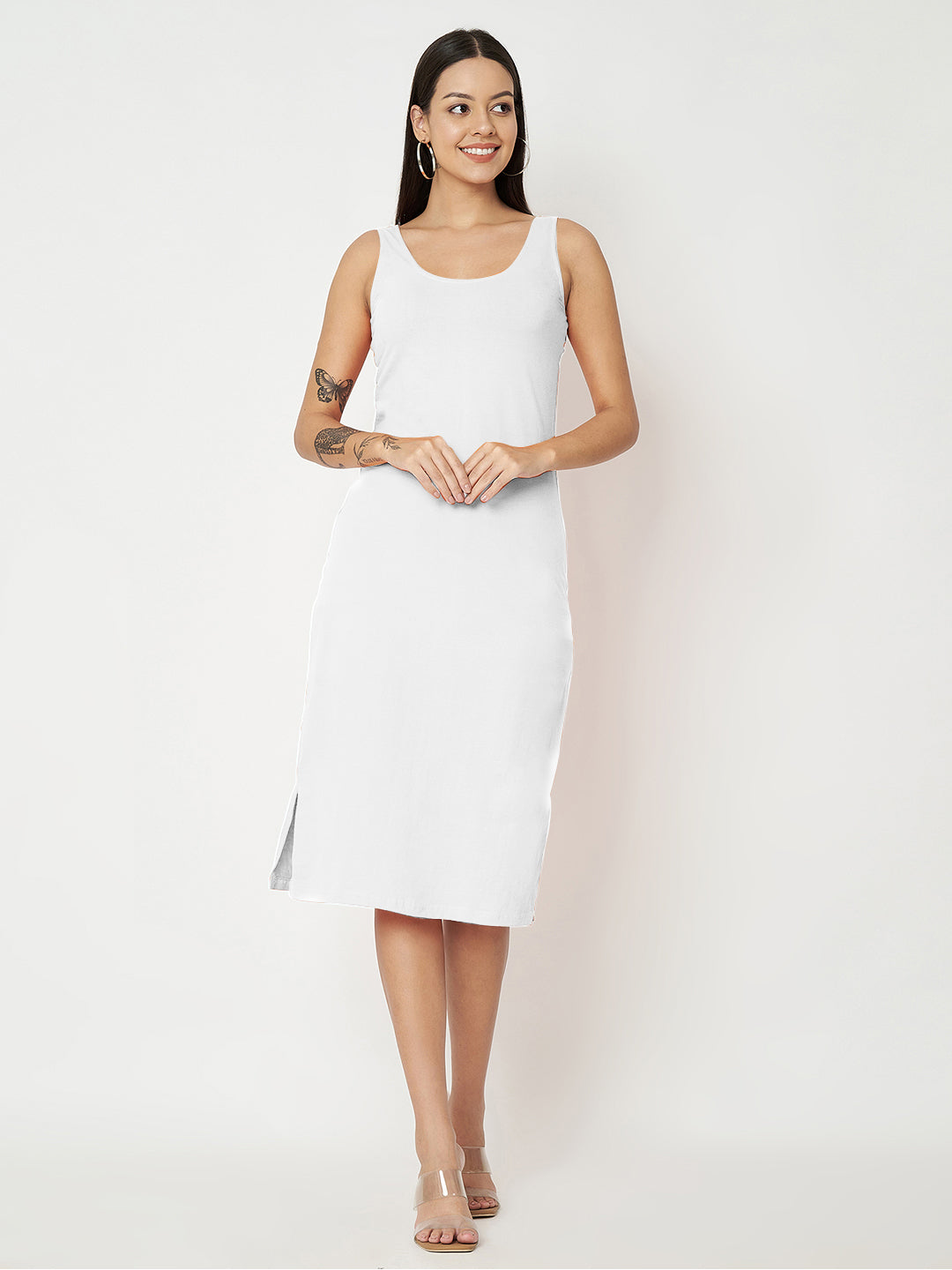 BRINNS Women Solid Sleeveless Sheath Midi Dress
